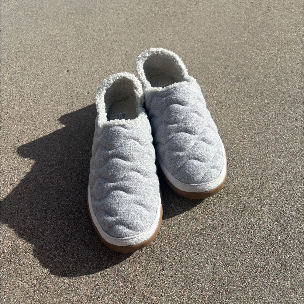 Toms Gray Quilted Slippers - worn once